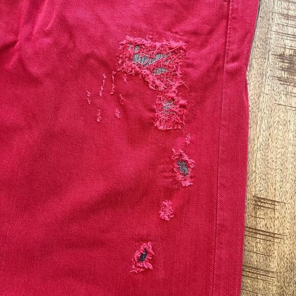 Denim & Supply Ralph Lauren Slim Jeans Mens 36x32 Red Denim Distressed Dyed - Picture 4 of 16